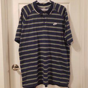 Nike Sportswear FIT DRY Navy Green Horizontal Striped Men's Golf Shirt-Size XXL